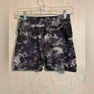 Darc Sport Black and Gray Tie-Dye Athletic Bike Shorts